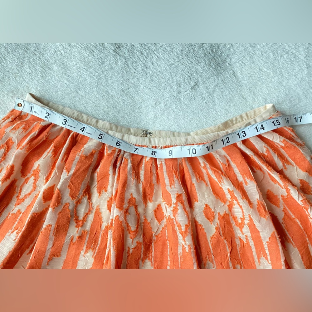 J. Crew Coral Orange Ikat miniskirt swing skirt sz 6 - Picture 9 of 11